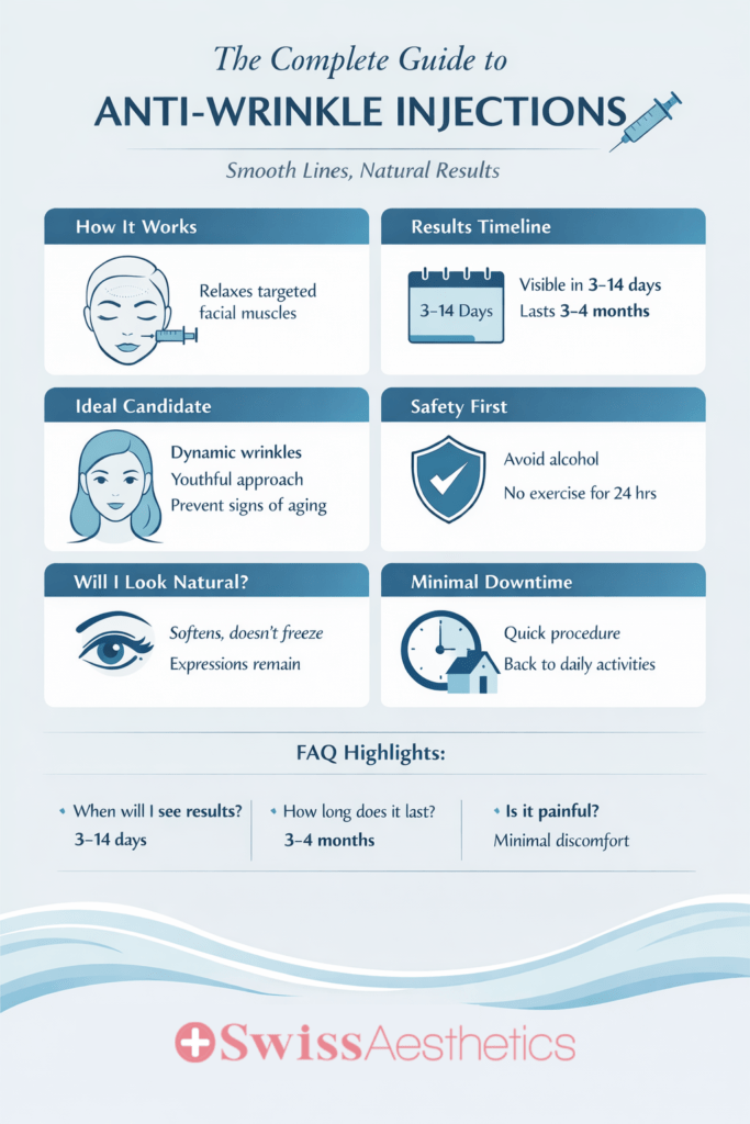 swiss aesthetics anti wrinkle treatment infographic